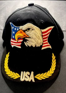 Cappello regolabile American Eagle USA Flag Patriotic Black in ottime condizioni - Foto 1 di 8