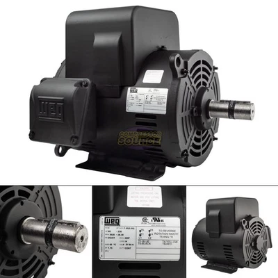 7.5 HP Single Phase Electric Compressor Motor 213T 3520 RPM WEG Replaces L1509T - Image 1 of 4