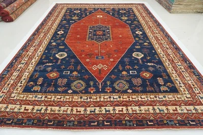 10x14 ft Red Qashqai Afghan Hand Knotted Oriental Rug - Image 1 of 4