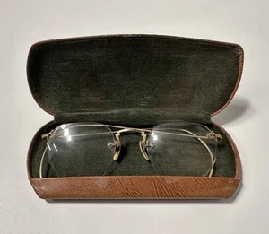 Antique American Optical AO 1/10 12K Gold Filled Rimless Eye Glasses w/ Case - Picture 1 of 13