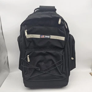 Jeep Travel Equipment Rolling Backpack Black Wheeled Carry On Luggage Roller - Picture 1 of 16