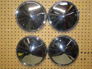 4 Vintage Chrome Dome Dog dish  Hubcaps 9 inch Hot Rod Pair - Picture 1 of 19