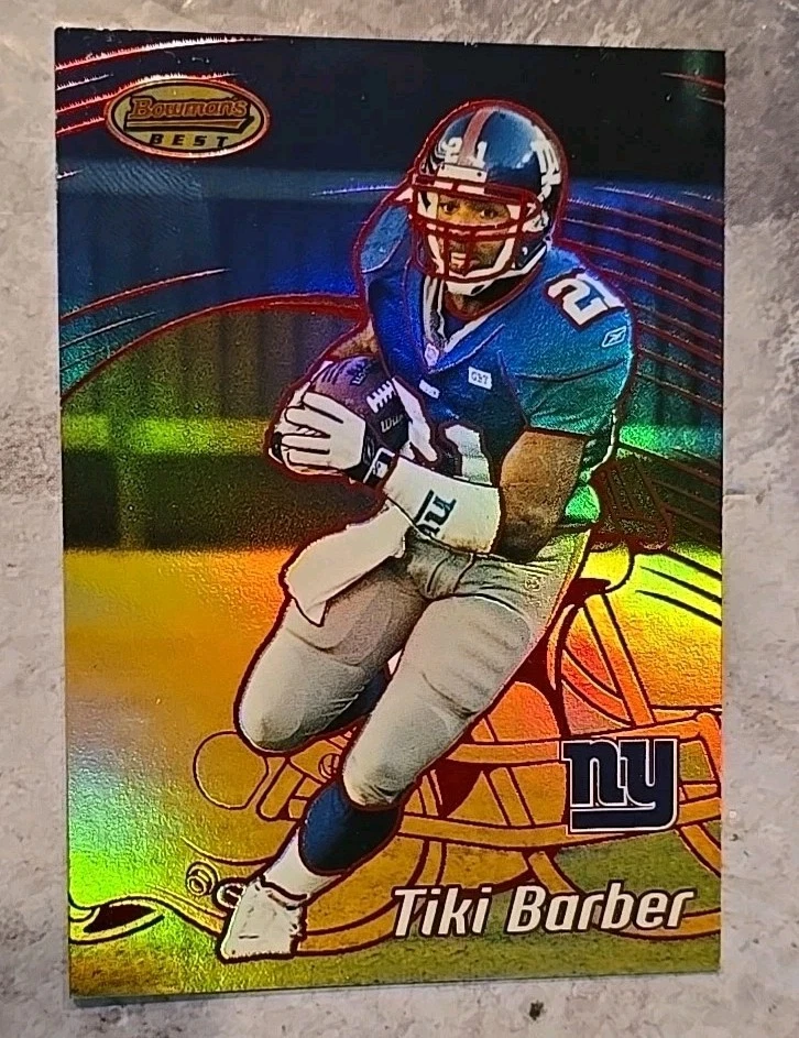2002 Bowman's Best Tiki Barber Red Foil Refractor #1 Of 200  Card #72 - Image 1 of 2