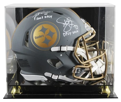 Steelers Harrison & Polamalu Signed Slate F/S Speed Proline Helmet W/ Case BAS W - Image 1 of 4