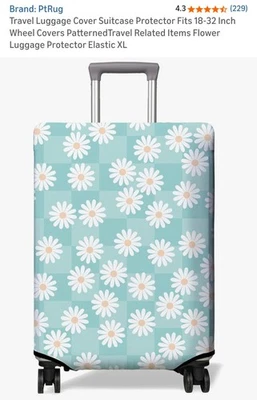 PtRug 行李箱套适用于行李箱尺寸 XL-雏菊花卉图案-全新未拆封 PKG — 第 1/4 张图片