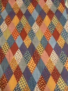 Vtg Retro 70s Cotton Blend Bright Fabric 5 Yds 36” Wide Bold Colors Diamond - Picture 1 of 4