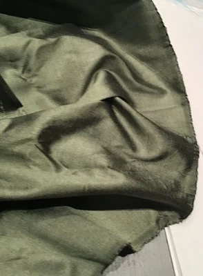 100% SILK SMOOTH DUPION SAGE GREEN FABRIC REMNANT 50 CMS. X  81 CMS. ONE ONLY! - Image 1 of 4