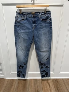 Driftwood Jeans Jackie Size 30 Black Embroidered Floral Bird Boho - Picture 1 of 16