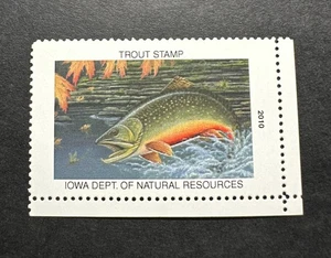 WTDstamps - 2010 IOWA - State Trout Fishing Stamp - Mint OG NH - Picture 1 of 2