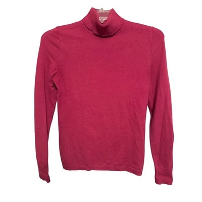 Suéter para mujer Talbots rosa cuello alto talla pequeña mezcla de algodón manga larga Foto 1 de 4