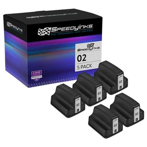 SPEEDY 5PK Replacements HP 02 Ink Cartridge C8721WN Black PhotoSmart C5180 C6180 - Picture 1 of 7