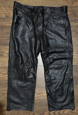 Mens ATTRACTION Leather Motorcycle Trousers Size UK 42"  Waist ~ Short leg  - Image 1 of 4