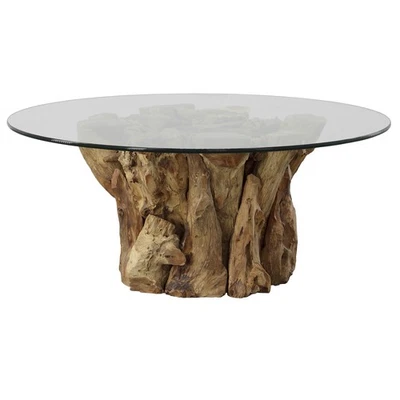 Mesa de centro Uttermost 22876 Driftwood 43"W vidrio y madera de teca - marrón Foto 1 de 3