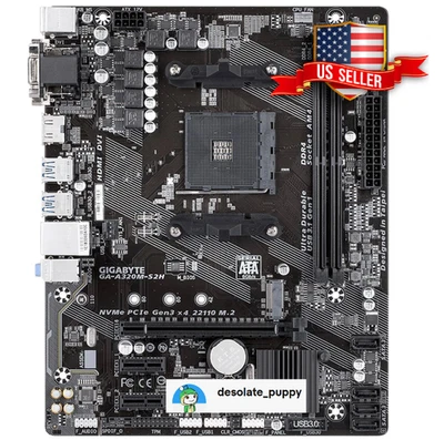 Renew Gigabyte A320M S2H A320 AM4 Motherboard (Ryzen 1000-5000 Ready)Newest BIOS - Image 1 of 4