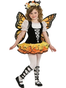Girls Monarch Butterfly Dress Costume Fairy Magical Kids Fancy Dress Outfit - Picture 1 of 2