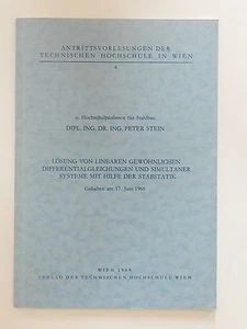 Antrittsvorlesungen der technischen Hochschule in Wien 4 Peter Stein Signiert - Bild 1 von 1