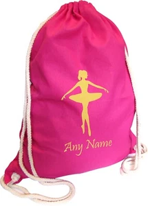 Bailarina de Ballet Personalizada ROSA Niños ALGODÓN Escuela Deportes Gimnasio PE Bolsa Regalo - Imagen 1 de 9