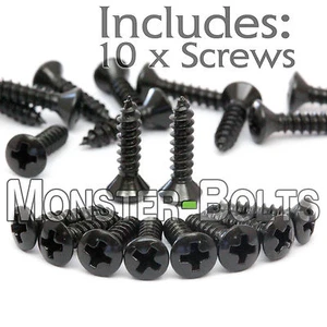 (10) Black Pickguard / Cavity Cover Screws, Fits Fender Strat Tele Bass Guitar - Picture 1 of 3