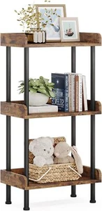 New- Bookshelf Small Book Shelf, 3 Tier Wood Bookcase Industrial Bookshel - Picture 1 of 5