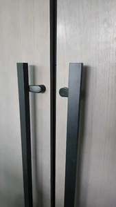 45º Offset Modern Door Pull Handle Square Bar Ladder H-shape Matte Black Finish - Picture 1 of 5