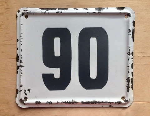 Vintage Enameled Metal House Number Plaque/Sign, Retro Enamel Address sign 90 06 Cover