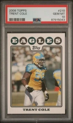 PSA 10 POP 1 CHAQUETAS AMARILLAS FRANKFORD TRENT COLE 2008 TOPPS #210 EAGLES RARAS Foto 1 de 2