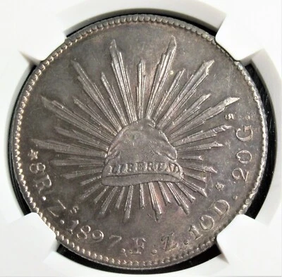 Mexico: Republic 8 Reales 1897 Zs-FZ MS62 NGC. - Image 1 of 4