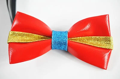  Мужские ПВХ искусственной кожи золото ярко красный блестящий галстук-бабочка галстуки-бабочки свадьбы вечеринки - Изображение 1 из 3