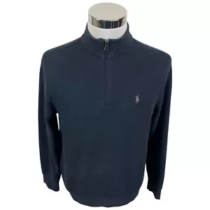 Polo Ralph Lauren Sweater Mens Small Blue Pony 1/4 Zip Preppy Casual Long Sleeve - Picture 1 of 14