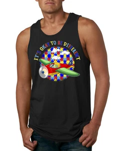 Its Okay to Be Different | Plane Autism Awarness Mens Tank Top - Picture 1 of 9