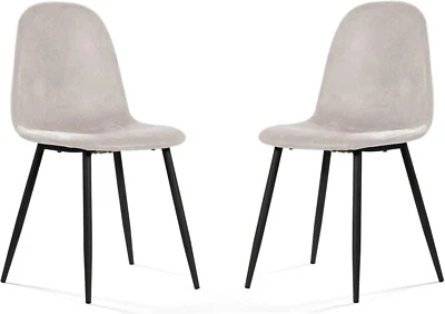 2 Dining Chairs High Back Metal Legs Modern Kitchen - Image 1 of 4