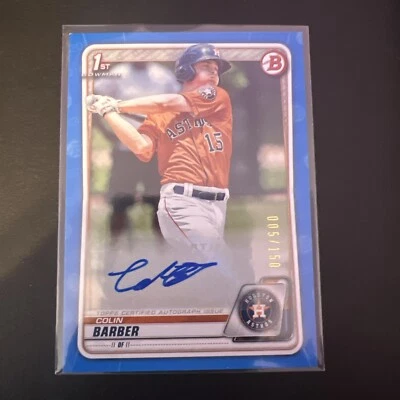 COLIN BARBER 2020 BOWMAN 1ST BOWMAN BLUE AUTO CARD #PA-CB /150 - Image 1 of 2