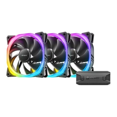 3 x Pack of Antec Fusion 120mm 12cm ARGB Black PC Fans 2000RPM 57.93CFM 31.24dBA - Image 1 of 4