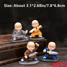 4Pcs Carino Kung Fu Monaco Figurina Interni Auto Ornamento Shaolin Statua Budda