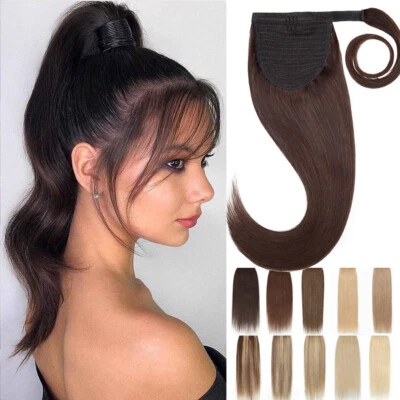 100% Remy Human Ponytail Clip In Hair Extensions Wrap Around Claw Long Pony Tail - Image 1 of 4