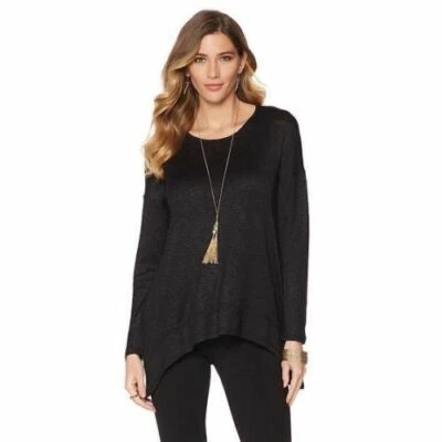 Top NENE LEAKES Talla XS Space Dye espalda retorcida con cami NEGRO Foto 1 de 4