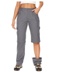 Pantalones de Senderismo Convertibles para Mujer Capri Secado Rápido Ligeros Cremallera Gris 4 - Imagen 1 de 14