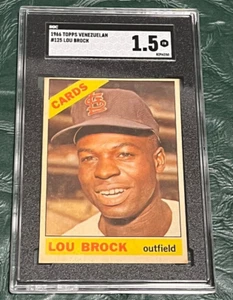 1966 Topps Venezuelan baseball card #125 Lou Brock St. Louis Cardinals SGC 1.5 - Picture 1 of 2