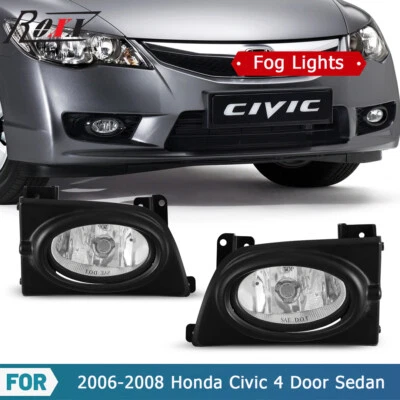 For 2006-2008 Honda Civic Coupe Clear Lens Front Bumper Fog Lights Lamps Pair - Изображение 1 из 4