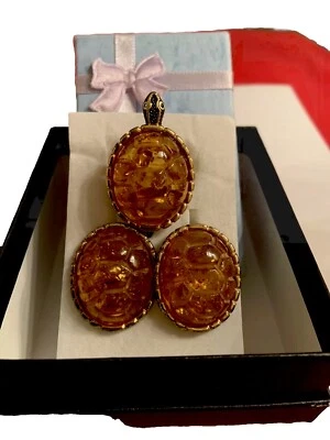 Juego de pendientes y anillos de ámbar, diseño artístico para amantes del ámbar. Increíble Set Foto 1 de 4