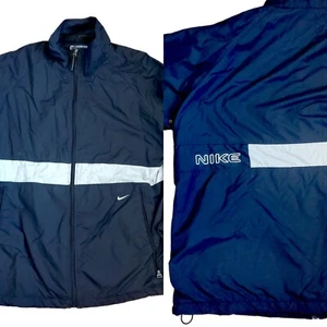 Vintage Y2K Nike schwarz Reißverschluss Windbreaker Jacke sportlich gefüttert Spellout Gr. LG - Bild 1 von 13