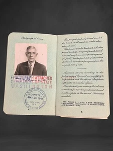 Vintage USA Passport 1949 Horace James Tyler  England Southampton Stamp & Photo - Imagen 1 de 12