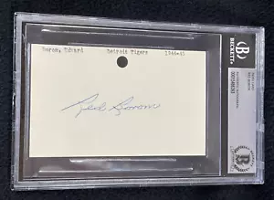 Tarjeta de índice firmada por Red Borom con certificación Beckett de los Tigres de Detroit - Imagen 1 de 2
