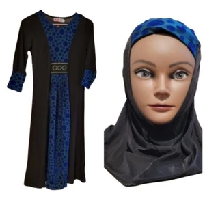Niños Abaya Musulmán Hiyab Oración Árabe Disfraz Largo Maxi Vestidos Conjunto 5 años a 4 años - Imagen 1 de 5