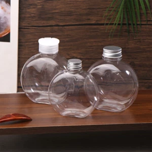 320/500ML Flat Round Water Bottle Clear Milk Tea Coffee Bottle Drinking Bottles - Picture 1 of 15
