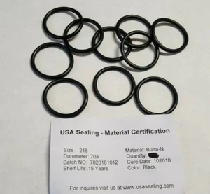 (10) Menge 218 Buna-N O-Ringe, 70A Durometer, schwarz, 1-1/4" Innendurchmesser, 1-1/2" OD - Bild 1 von 3
