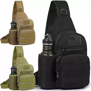 Men Backpack Molle Tactical Sling Chest Pack Shoulder Bag Outdoor Hiking Travel - Picture 1 of 19