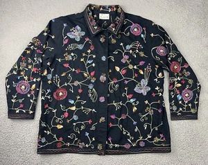 Quacker Factory Jacket 2XL Embroidered Boho Coat Beaded Funky Artsy Unique - Picture 1 of 20