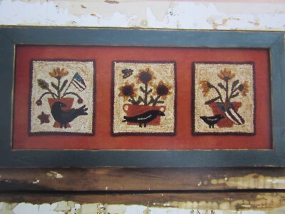 3 Buttermilk Basin POTTED SUNFLOWER Punchneedle Embroidery Patterns Complete set - Image 1 of 4