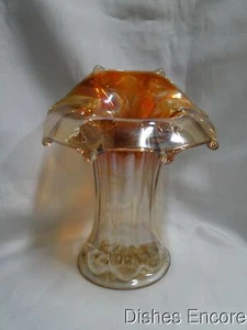 Marigold Jack In The Pulpit Carnival Glass Vase, 8 1/4" MG#174 - Picture 1 of 9